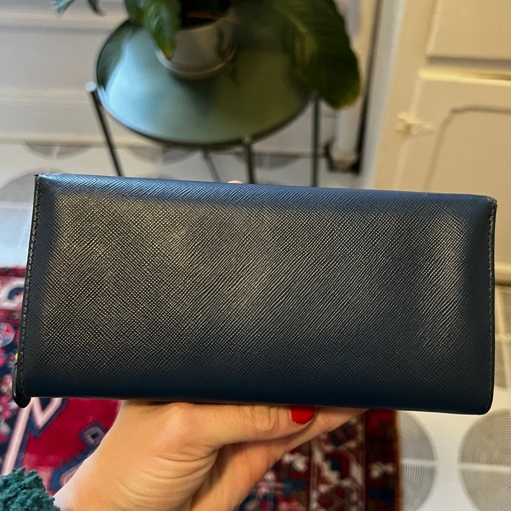 Authentic Prada Continental Wallet with Removable Card Sleeve - Navy Blue - Picture 3 of 13